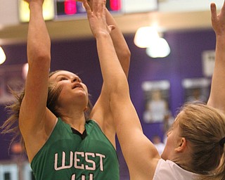 William D Lewis The Vindicator WB's Hannah Ridgway(14)) shoots over Pdua's Sarah Rapacz(30).