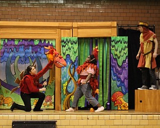 Neighbprs | Abby Slanker.Members of the Great Lakes Theater Education Department presented “The Jabberwocky” at Canfield Village Middle School for the fifth- and sixth-grade students on Feb. 24. The professional performance is based on the poem by Lewis Carroll and focuses on being kind to one another.