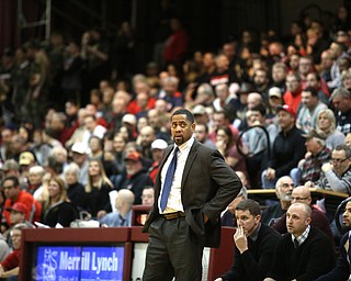 Ursuline head coach Keith Guntler during the 1st quarter as Girard takes on Ursuline, Thursday, March 9, 2017 at Boardman High School. Ursuline won 62-53...(Nikos Frazier | The Vindicator)..