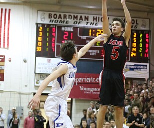 Jon Gerace(5) of Salem goes up for three during the 1st half as Salem takes on Poland Seminary, Thursday, March 9, 2017 at Boardman High School. Salem won 70-66...(Nikos Frazier | The Vindicator)..