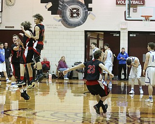 Salem celebrates after a 70-66 victory over Poland Seminary, Thursday, March 9, 2017 at Boardman High School. ..(Nikos Frazier | The Vindicator)..