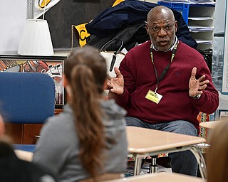 COLUMBIANA, OHIO - MARCH 9, 2017: Alvin Wesley speaks to the english class of Jackie Mercer about his experience with the Children's March and Civil Rights in his childhood, Thursday morning at Crestview High School. DAVID DERMER | THE VINDICATOR