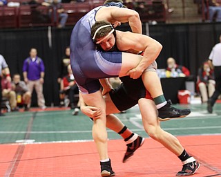 Tyler STein of Canfield Div II 195# Consi  round against Alex Eckels for Granville. Stein won match....Mary Beidelschies..