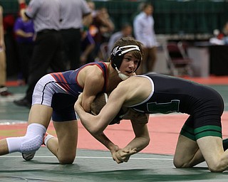 Gus Sutton from Austintown Fitch, 120# Div I against Colin Schuster of Mason..