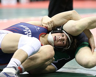 Gus Sutton from Austintown Fitch, 120# Div I against Colin Schuster of Mason..