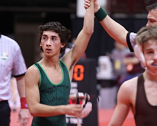 Christian Wayt of West Branch, 106# Div 2.  He Beat Jimmy Balazy of Parma Padua Frananciscan...Mary Beidelschies..