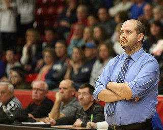 Southern head coach Aaron Blatch during the 1st quarter as Southern Local takes on McDonald, Friday, March 10, 2017 at Struthers High School. McDonald won 96-43...(Nikos Frazier | The Vindicator)..