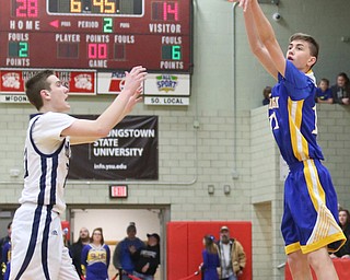 Max Hart(11) of Southern goes up for three during the 2nd quarter as Southern Local takes on McDonald, Friday, March 10, 2017 at Struthers High School. McDonald won 96-43...(Nikos Frazier | The Vindicator)..