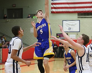 Jacob Joiner(5) of Southern goes up for two during the 3rd quarter as Southern Local takes on McDonald, Friday, March 10, 2017 at Struthers High School. McDonald won 96-43...(Nikos Frazier | The Vindicator)..