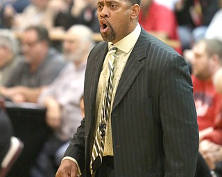 Ursuline head coach Keith Gunther during the 2nd quarter as Salem takes on Ursuline in the Division II District Final, Saturday, March 11, 2017 at Boardman High School. Ursuline won 70-33...(Nikos Frazier | The Vindicator)..