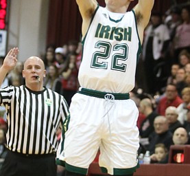Vince Venzeio(22) of Ursuline puts up three during the 4th quarter as Salem takes on Ursuline in the Division II District Final, Saturday, March 11, 2017 at Boardman High School. Ursuline won 70-33...(Nikos Frazier | The Vindicator)..