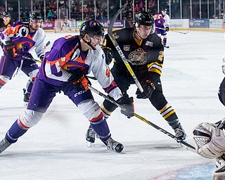 Scott R. Galvin | The Vindicator.Youngstown Phantoms forward Coale Norris (44) takes a shot on net during the second period against the Green Bay Gamblers at the Covelli Centre on March 4, 2017...