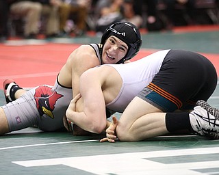 Dominic Cooper of Canfield defeats R J Tolliver of Wilmington to advance to the Semi Finals in the 182# DivII