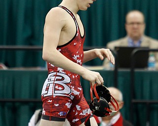 Beaver's Cole McComas is seen following his 12-6 loss against Cuyahoga Falls Valley Christian Academy's Jacob Decatur in a106 pound championship match during the Division II Ohio state wrestling tournament at the Ohio State University Saturday, March 11, 2017. (Photo by Paul Vernon)