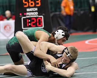 Christian Wayt, West Branch 106# beats Tanner Jordan to head to the Semi Finals. Photo by Mary Beidelschies
