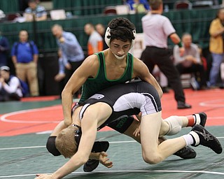 Christian Wayt, West Branch 106# beats Tanner Jordan to head to the Semi Finals. Photo by Mary Beidelschies