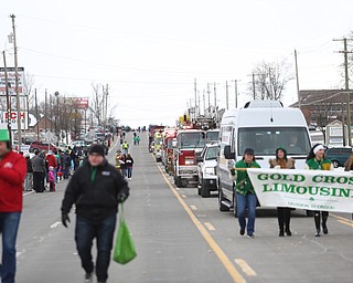 Cars stretch down the length of Market Street between McClurg Rd and Southwoods Rd during the Mahoning Valley St. Patrick's Day Parade on Market Street in Boardman, Sunday, March 12, 2017. ..(Nikos Frazier | The Vindicator)..