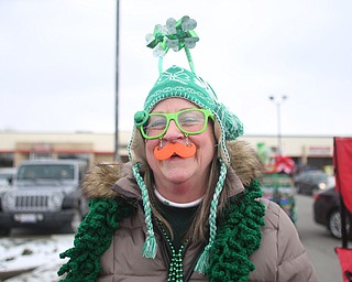 Rita White of Campbell shows off her attire during the Mahoning Valley St. Patrick's Day Parade on Market Street in Boardman, Sunday, March 12, 2017. ..(Nikos Frazier | The Vindicator)..