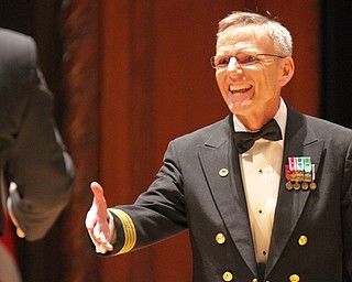 William D Lewis the vindicator  USN Capt. Kenneth C. Collins, commanding officer of US Navy Band,  during 3-14-17 concert at Stambaugh Auditorium in Youngstown.