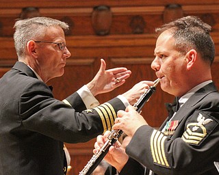 William D Lewis the vindicator  USN Capt. Kenneth C. Collins, commanding officer of US Navy Band, left, and Chief Musician Richard F. Reed Jr. on English  Horn during 3-14-17 concert at Stambaugh Auditorium in Youngstown.