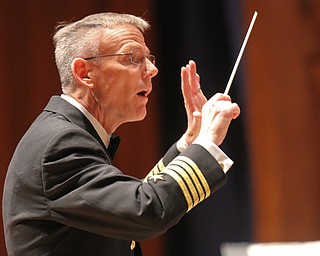 William D Lewis the vindicator  USN Capt. Kenneth C. Collins, commanding officer of US Navy Band,  during 3-14-17 concert at Stambaugh Auditorium in Youngstown.