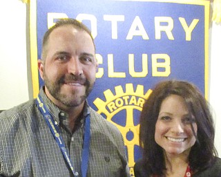 SPECIAL TO THE VINDICATOR
Austintown Rotary hosted Richard Scarsella on Feb. 20 and Stephanie Fabian on Feb. 27 as guest speakers during weekly meetings. Scarsella, a public speaker and retired history teacher, discussed William Holmes McGuffey, a local historian and author who wrote the McGuffey Readers. More than 122 million copies were sold between 1836 and 1960, making the textbooks comparable with the Bible and Webster’s Dictionary in sales. Fabian shared information about the Rotary Youth Leadership Award convention that took place Feb. 24 through 26 at Avalon Inn. She attended the convention with two Austintown Fitch juniors, Bailee Kingsley and Lexi Cintron. Ed Kalahar, rotary president, presented Scarsella, right, and Fabian, above, with books that will be placed in the Austintown Elementary School library in their names.