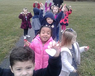 Neighbors | Submitted.Children in Joy Bucci's class at North Preschool went on a walk looking for hearts after they read the book "The Day it Rained Hearts."