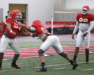 Defense during practice at the Watson and Tressel Training Site, Friday, March 17, 2017, in Youngstown. ..(Nikos Frazier | The Vindicator)..