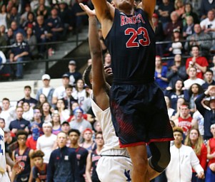 MICHAEL G TAYLOR | THE VINDICATOR- 03-17-17  -Basketball- 4th qtr, JFK's #23 Antonio McQueen  scores.  D4 Regional Final, Cleve Luthern East Falcons vs JFK Eagles at Canton Fieldhouse in Canton, OH