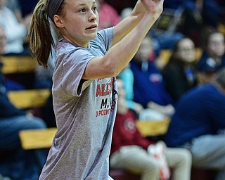 BOARDMAN, OHIO - MARCH 21, 2017: Mikaela Hibbs of Fitch shoots during the three point shootout, Tuesday night at Boardman High School. DAVID DERMER | THE VINDICATOR