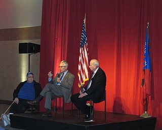 Neighbors | Alexis Bartolomucci.Pete Gabriel of the Austintown Optimist Club joined Jim Tressel and Bob Hannon during the Night with Jim on March 8.