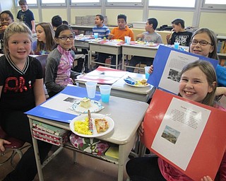 Neighbors | Alexis Bartolomucci.Fourth-grade students enjoyed a snack to celebrate finishing their American Revolution reading workshop projects at Robinwood Lane Elementary on March 9.