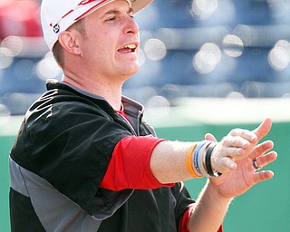 William D. Lewis The Vindicator YSU's baseball coach Dan Bertolini during 3-24-17 opener with Oakland at Eastwood.