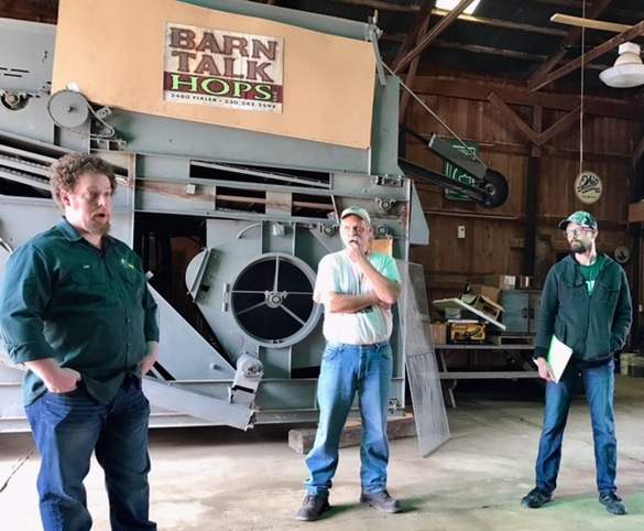Hoppin' Frog Brewing's Lee Gidley, B-Hoppy's Bob Bero and Jolly Scholar Brewing's Aaron Wirtz at Farm Talk Hops.