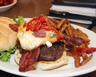 William D. Lewis The Vindicator  Goat Cheese and Bacon burger at Phoenix Fire Grill in Canfield.
