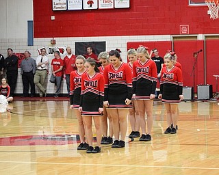 Neighbors | Abby Slanker.Members of the Canfield High School cheerleading squad performed cheers and dances and pumped up the crowd at the school’s Sprit Week pep rally on Feb. 16.
