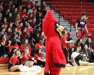 Neighbors | Abby Slanker.Canfield High School mascot, Big Red, helped pump up the students at the school’s Sprit Week pep rally on Feb. 16.