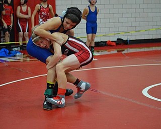 Neighbors | Submitted.Pictured is state qualifier and district title winner, Ty Stricko of Canfield, attacking a double-leg takedown.