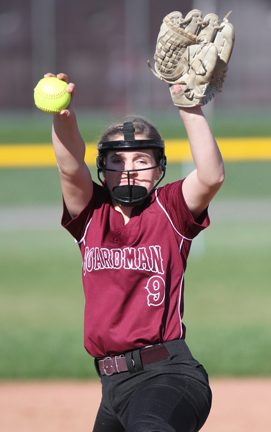 William D. Lewis The Vindicator  Boardman pitcherAshley Cornelius(9) during 4-5-17 game with Howland.