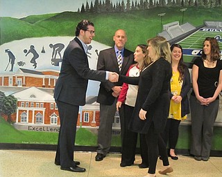 Neighbors | Alexis Bartolomucci.President of Poland Schools Foundation for Educational Excellence Luke Politsky spoke with teachers about how they used the grant money in their classrooms and how it will benefit the students.