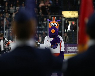 National Anthem before the USA Hockey's National Team takes on the Youngstown Phantoms , Friday, April 7, 2017 at The Covelli Centre. ..(Nikos Frazier | The Vindicator)..