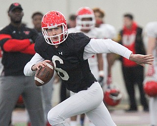 William D. Lewis The Vindicator YSU QB Hunter Wells(6) during 4-7-17 practice.