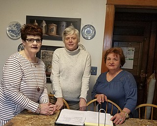 Niles Historical Society will host a Spring Dinner at 6 p.m. April 26 at Ciminero’s Banquet Centre, 123 N. Main St. Traci Manning, curator of education for the Mahoning Valley Historical Society, will discuss “Founding Mothers of the Mahoning Valley.” There will be a collection of historical photographs, raffles and door prizes. Items for sale will include the book “Electric Pullman: History of the Niles Car and Manufacturing Company,” by Lawrence Brough. Planning the event, from left, are Mary Ann McMahon, Thelma Snyder and Anna Marie Beagle, president. Tickets are $25 and are available from society members or by calling 330-652-8329. SPECIAL TO THE VINDICATOR
