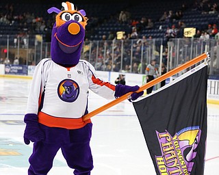 Boomer before the USA Hockey's National Team takes on the Youngstown Phantoms, Saturday, April 8, 2017 at the Covelli Centre. The Phantoms won 3-0...(Nikos Frazier | The Vindicator)..