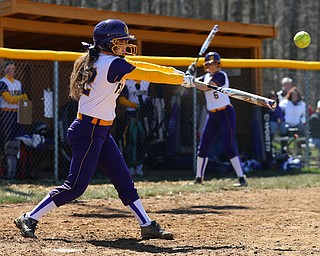 MICHAEL G TAYLOR | THE VINDICATOR- 04-08-17 -  Joanne Kernan Memorial (Irish Strikeout Cancer Softball Tournament) at Candlelite Knolls in Bazetta, OH., Champion Flashes vs West Branch Warriors. 5th inning, Champion's #22 Carli Swipas knocks in Champion's 2nd run
