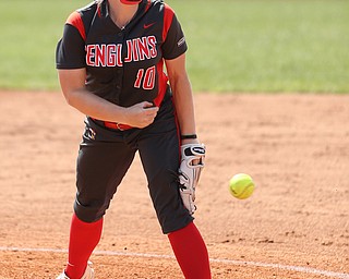 Youngstown State freshman pitcher Maddi Lusk(10) pitches during the 2nd inning as the UIC Flames take on the Youngstown State Penguins, Sunday, April 9, 2017 at the YSU Softball Field. The Flames won 2-1...(Nikos Frazier | The Vindicator)..