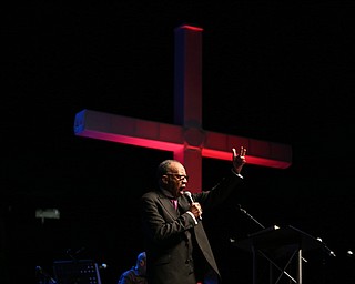 Bishop Joseph Garlington of Pittsburgh speaks during the Meet Me at the Cross event at The Covelli Centre, Friday, April 14, 2017 in Youngstown. ..(Nikos Frazier | The Vindicator)..