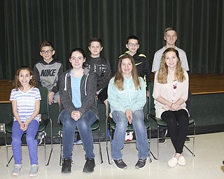 SPECIAL TO THE VINDICATOR
West Branch Local Middle School selects one male and one female student from each grade as students of the month. These students exemplify good character, trustworthiness, care, responsibility, fairness and good citizenship. April students, in front from left, are Carys Yarwood, fifth grade; Jocelynn Carte, sixth grade; Emily Grimm, seventh grade; and Marissa Erb, eighth grade. In back are, Jaxon Robb, fifth grade; Jake Grindley, sixth grade; Hayden Hawk, seventh grade; and Antonio Pagnucco, eighth grade.