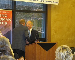 Neighbors | Alexis Bartolomucci.Boardman Civic Association Secretary Mark Luke shook hands with Tom Zidian as he presented Zidian with the Business Person of the Year award during the Community Service Awards Dinner on March 20.