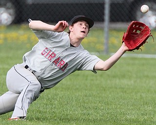 William D. Lewis The Vindicator  Girard's Tyler O'Dell(15) makes a diving catch during 4-21-17 action at Howland.